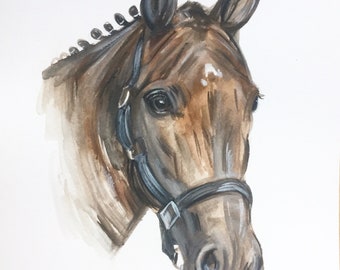 HORSE PORTRAIT, custom Horse painting, horse decoration, gift horse lover, animal memorial, horse artwork, horse watercolour