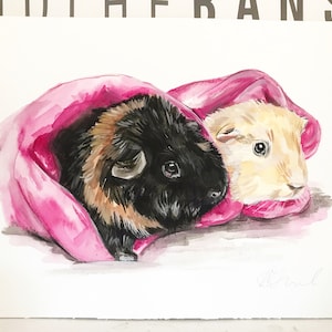 HAND PAINTED custom animal portrait, pet painting, guinea pigs, cats, dogs,
