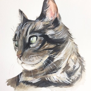 HANDPAINTED CAT PORTRAIT, Custom cat watercolor, cat portraits, petshopofcolor, cat drawing, memorial cat, cat art, painted by Ninja