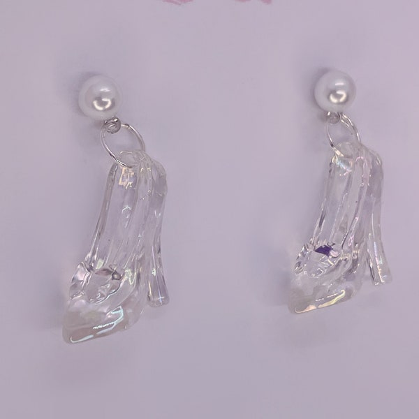 Iridescent Cendrillon Pantoufle Barbie Chaussure Perle Rétro Kitsch Kawaii Boucles d’oreilles pendantes