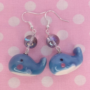 Big Blue Whale Sea Dangle Earrings