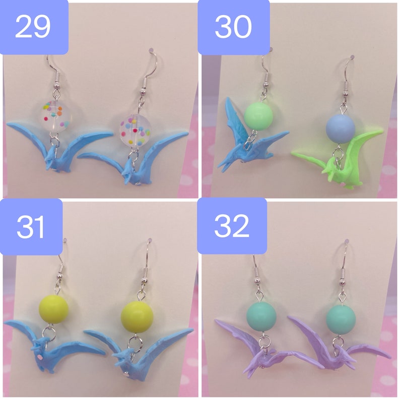 Retro Colourful Pastel Kitsch Mixed Mismatched Dinosaur Dangle Earrings image 10