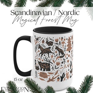 Scandinavian Christmas, Nordic Woodland, Swedish Decor, Forest Mug, Scandi Christmas Mug, Holiday Coffee Tea, Dark Fairy Aesthetic