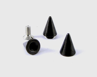 Bag of 20 Cone Spike 13mm gunmetal black with screwback, leathercraft studsandspikes