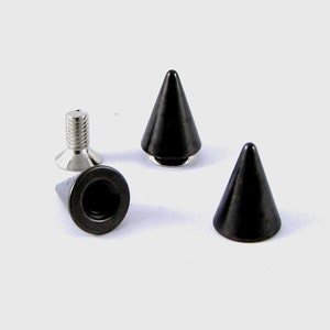Bag of 100 Cone Spike 13mm gunmetal black with screwback, leathercraft studsandspikes