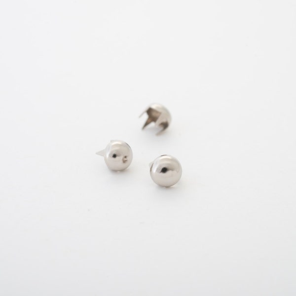 Silver, 5mm multi-pronged garment dome studs - Bag of 100