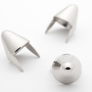 Tall Silver English77 Cone Studs - bag of 500.  For Denim and LeatherCraft on BattleVests, jackets, wristbands StudsAndSpikes