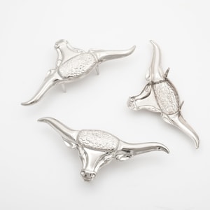 Silver Longhorn Bullhead stud - single stud - Studs And Spikes