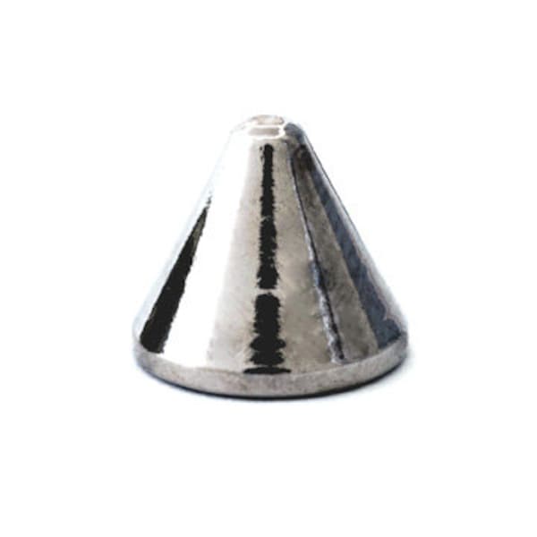 7mm tall silver cone spikes. Single Spike with screw. StudsAndSpikes screwback or glue-on craft