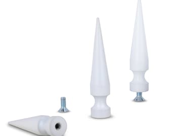 Twenty Giant White Size95 Spike 3.75 inch or 95mm tall. (Bag of 20) Made of light aluminum. Comes with a screw. StudsAndSpikes brand.