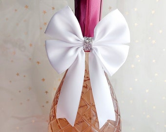 Wine bottle bow Wedding favours ribbon decoration white bowtie pack of 6