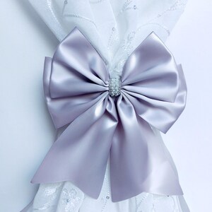 Bow curtain Tie Backs Grey Pearl Silver Rhinestone Room Decoration Handnade UK