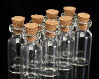 Mini small cork stopper glass bottles clear empty jars vials spell pagan pendants uk