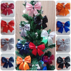Christmas tree bows Hanging Bowknot Decoration Wreath Wrapping Bow Self Adhesive Stick on Gift Bow