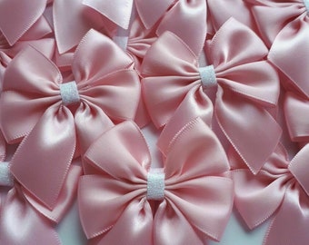 6 x Satin Ribbon Bows Baby Pink 6 cm Bows Gift Bows Craft Sewing Bows UK