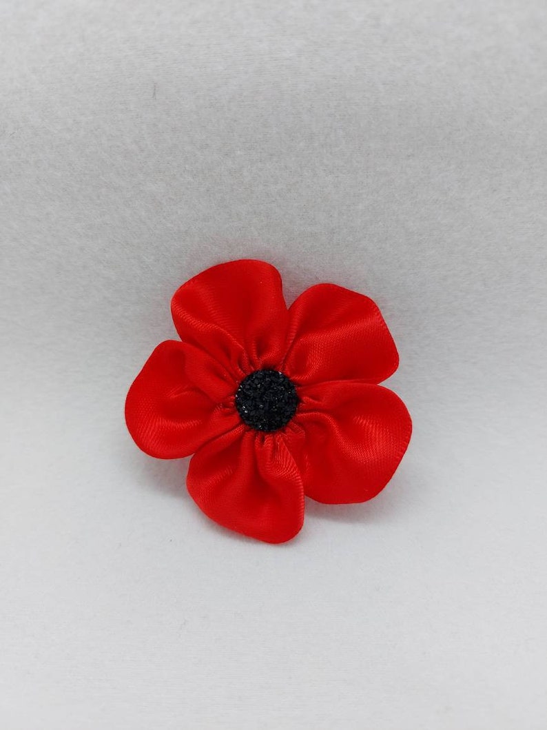 Red Poppy Brooch Flower Costume Accessories 5 Cm Red Satin Ribbon Bow ...