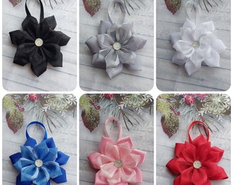 Christmas Tree Bows , Flower bow decoration, wreath bow, pink bows, White bows, Grey  bows, Ribbon bows, Satin bows, Christmas bow, 9 cm bow