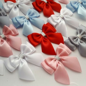 Satin Ribbon Double Bows Crafts Sewing Gift Bows Ready Made Bows UK 6cm