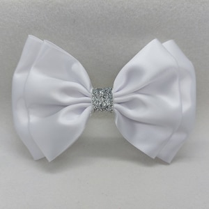 Hair accessories, Girls Hair clip, 13 cm Bow Hair clip, Hair bow, Satin Bow Clip,Large White Bow Knot Hair Clip, School Hair Bow