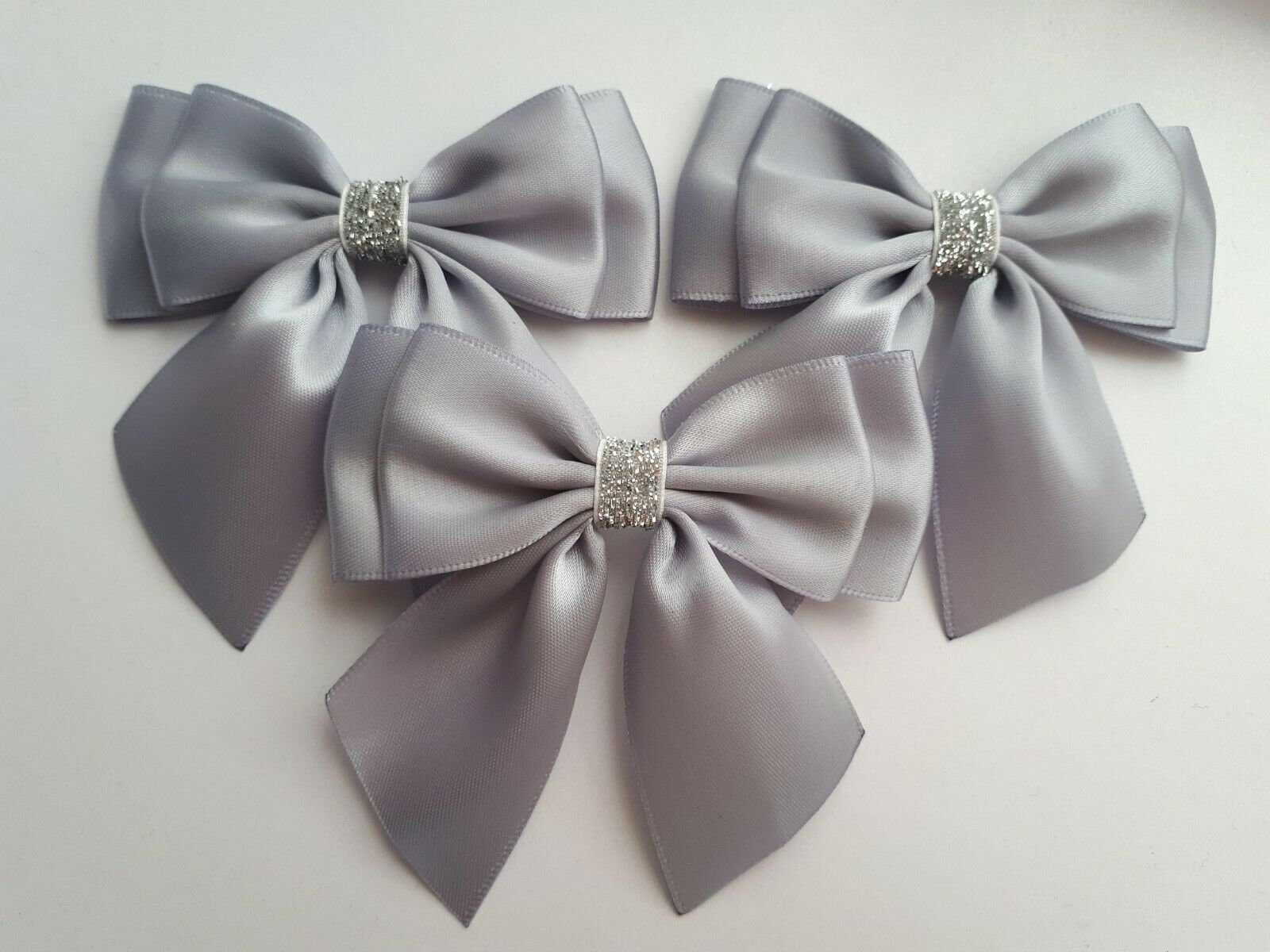 3 X Double Bows Satin Ribbon Ready Made Bows 3.5 Inch 9cm Gray - Etsy UK