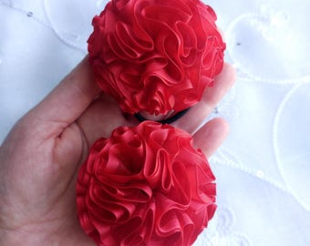 Mädchen Rote Blume Haarschleife Bommel Schule Haarschmuck Weihnachten Rote Nase Tag 7 cm