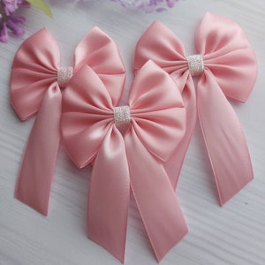 Pink Satin Ribbon Bow Ready Made bows Crafts Bow Christmas Bow Wedding Bow Pink Hair bow Pink Self Adhesive bows Baby Pink Bows 8 x 13 cm