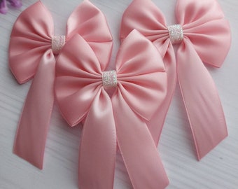 Pink Satin Ribbon Bow Ready Made bows Crafts Bow Christmas Bow Wedding Bow Pink Hair bow Pink Self Adhesive bows Baby Pink Bows 8 x 13 cm