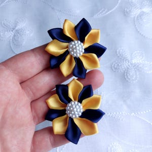 School Hair bow clips navy blue yellow gold hair bow back to school bow 5 cm