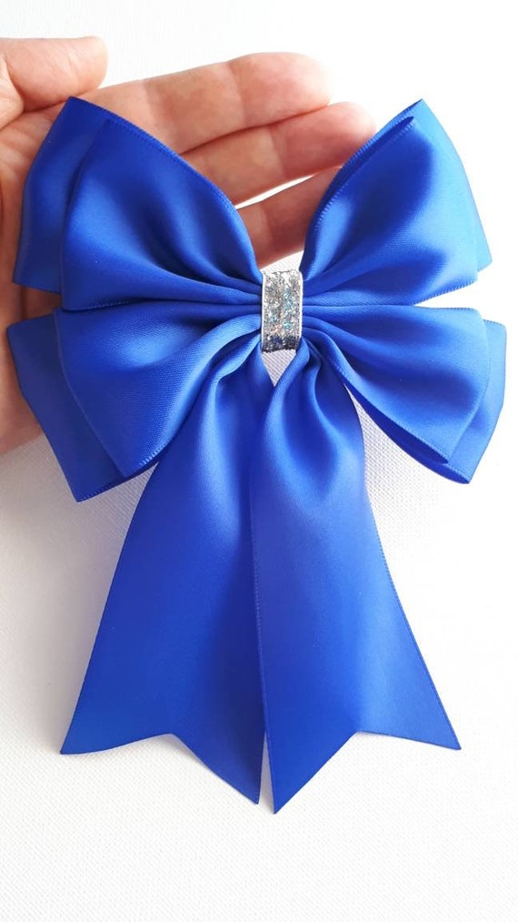 1 x grand ruban de satin bleu roi, 14 x 18 cm, double nœud, mariage  baptême, emballage cadeau, nœud scintillant -  France