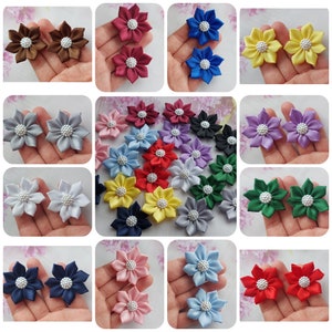 2 x Small school Hair bow bobble or clip school uniform bow satin ribbon hair bow back to school bow 5 cm many colours
