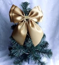 Gold Christmas tree bow topper Satin Bowknot Decoration Wreath Bow Xmas ribbons 19 x 25 cm