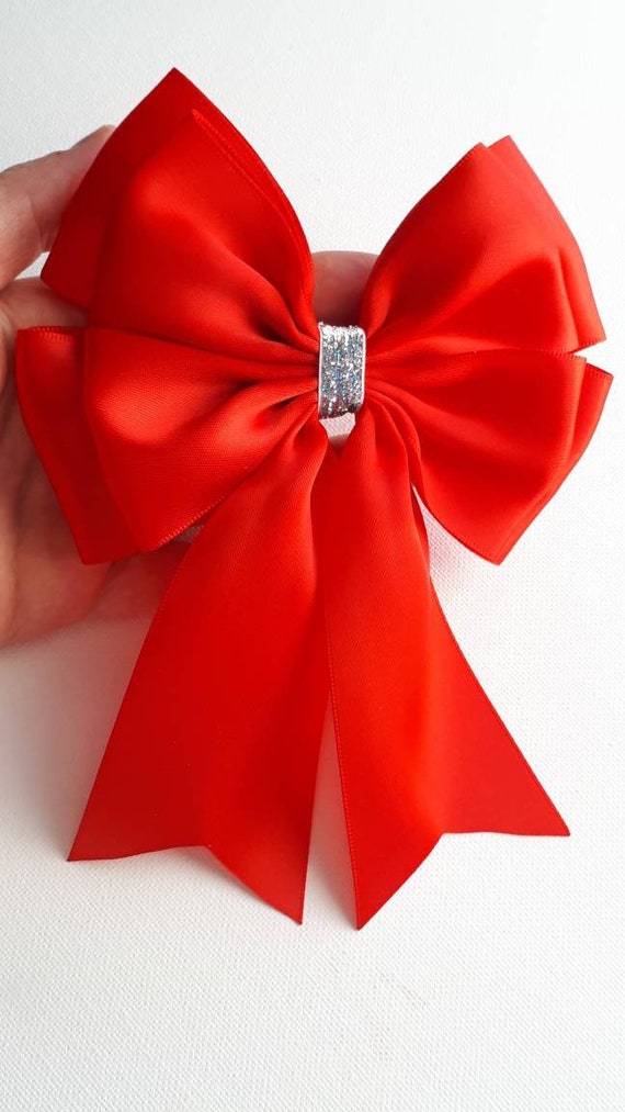 Red Satin Bows / Small Fabric Ribbon (6pcs / 35mm x 25mm / Red) Cute B, MiniatureSweet, Kawaii Resin Crafts, Decoden Cabochons Supplies