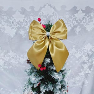 Décoration de noeud de sapin de Noël dorée, rubans de Noël, décoration de guirlande, 19 x 25 cm