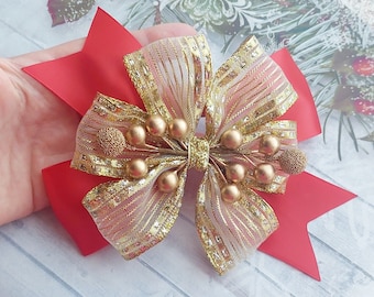 Ribbon stick on gift box present bow Wedding Christening Party Gift Wrapping glitter bow red gold special occasion bow