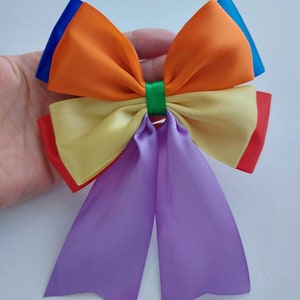 1 x Rainbow 14 x18 cm Large Satin Ribbon Double Bow Wedding Christening Party Gift Wrapping Hair Bow