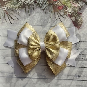 Ribbon stick on gift box present bow Christmas Wedding Party Gift Wrapping bow whute gold special occasion bow