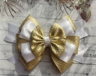 Ribbon stick on gift box present bow Christmas Wedding Party Gift Wrapping bow whute gold special occasion bow