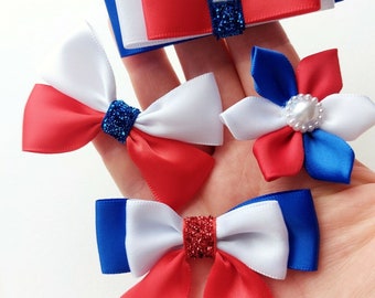 Satin Bows Royal Kings Union Jack Small Decorative Bows UK 8 Pack