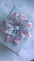 Pink silver ribbon stick on gift box present bow Christmas Decorations Party Gift Wrapping bow 15 cm
