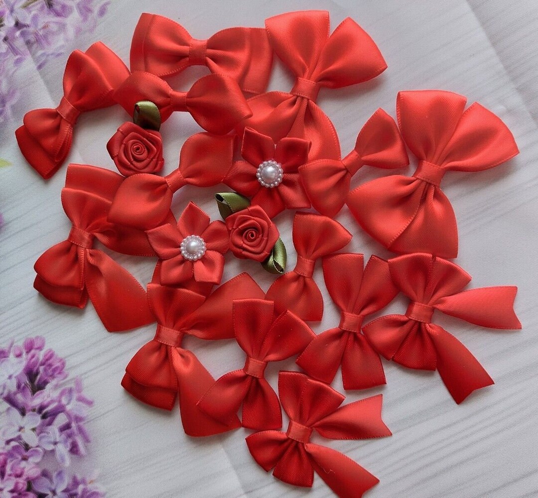 18 X Satin Ribbon Bows Gift Bows Craft Bows Red Bows Whole UK Etsy