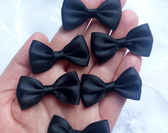 Lazos de cinta de raso, mini adornos de cinta de raso negra (juego de 10)