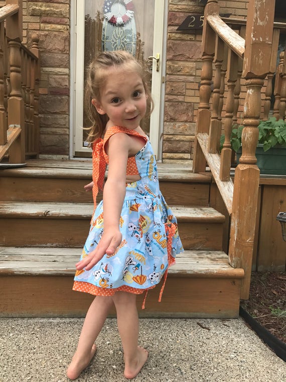 Handmade Peekaboo Dress Frozen Olaf Summer Inspired Newborn Girls