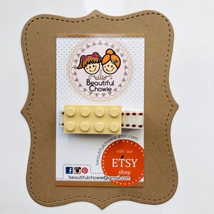 Beige Lego block clippie Acrylic colourful lego plate 2x4 Embellished hair clip No-slip grip Perfect for Little Girls E815 image 1
