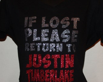 Women's  Custom If Lost Please Return  Glitter Shirt