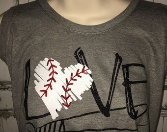 Women's Love Baseball Glitter Shirt