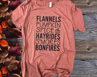 Flannels, Pumpkin Spice Fall Tee, Holiday Shirt