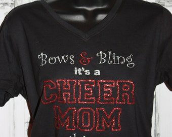 Women's Bows and Bling It's a Cheer Mom Thing Glitter Shirt