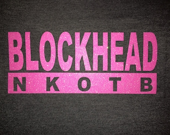 Women's  NKOTB Blockhead Glitter Shirt - NKOTB T-Shirt - NKOTB Tee - Boy Band Shirt