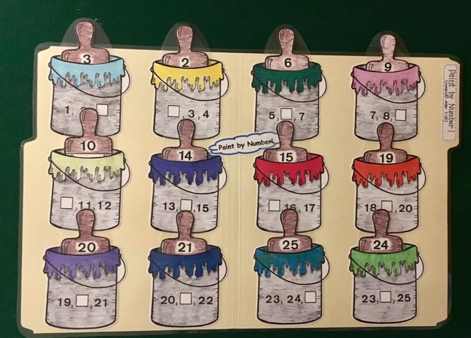 PAINT BY NUMBER Numerical Order 125 File Folder Game Etsy
