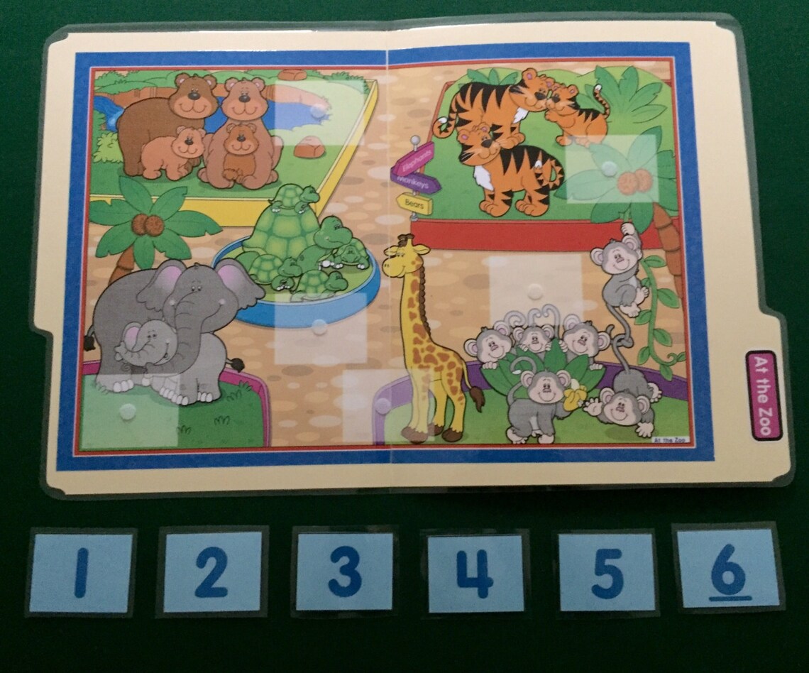 AT THE ZOO Numbers File Folder Game Ready to play No Etsy
